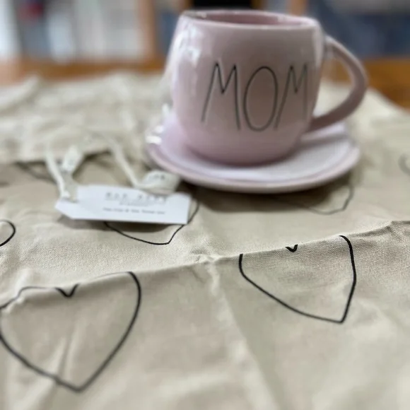 Rae Dunn Mug Tea Set with Tea Towel pink especially for Mom! - Picture 7 of 9